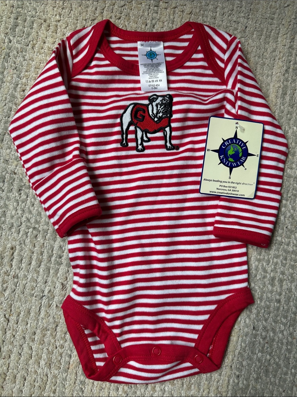 Red & White Striped UGA Onsie